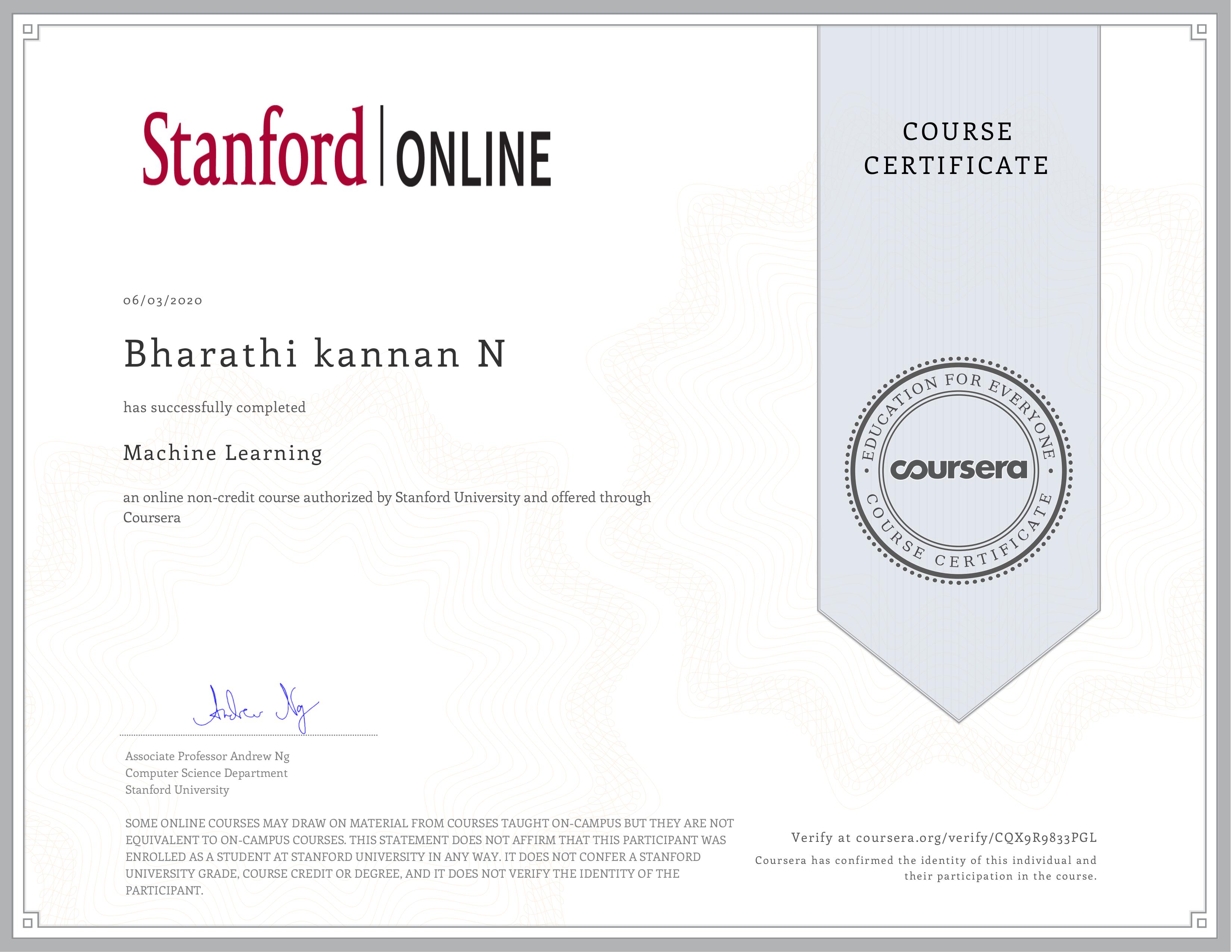 Machine Learning Certificate